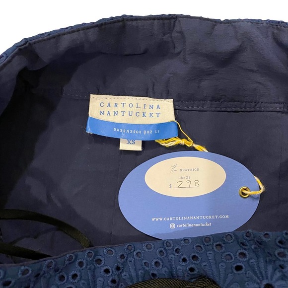 Eyelet Lace Midi/Maxi Skirt In Navy Blue By Cartolina Nantucket Cottagecore - Picture 10 of 11